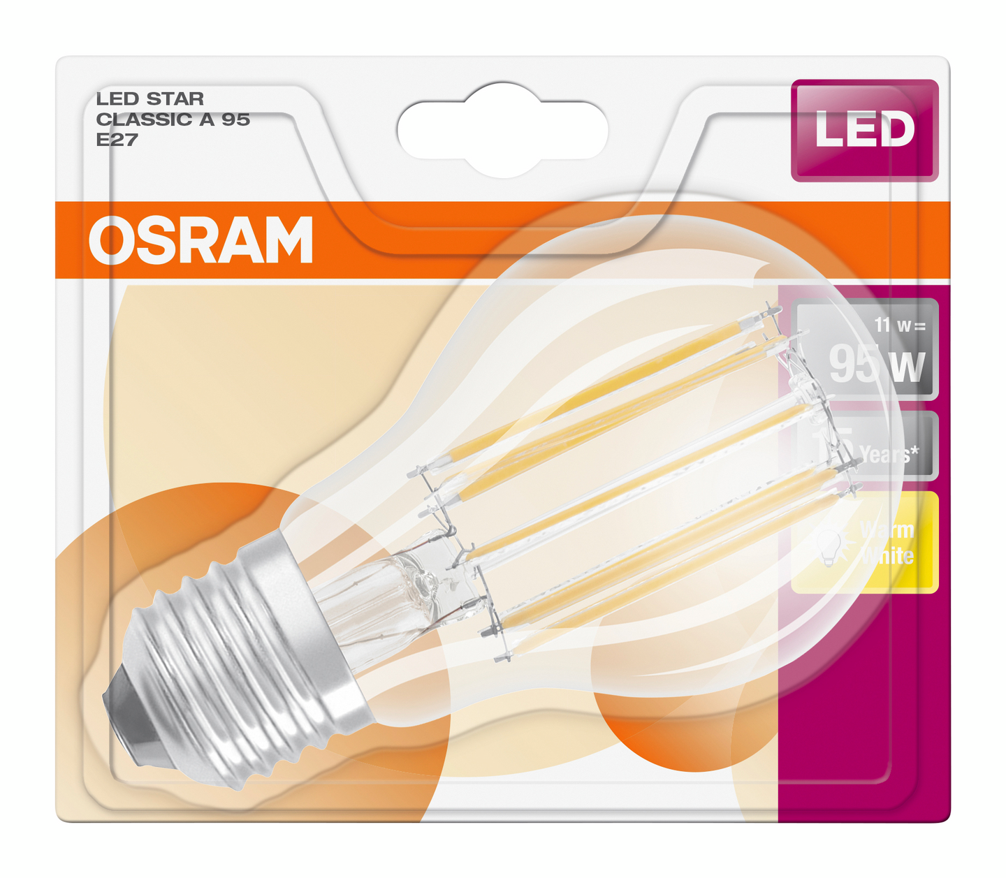 Led-lamppu Osram Retrofit 1420lm A100 E27 kirkas lasikupu