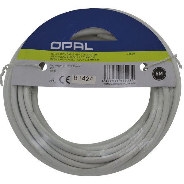 Asennuskaapeli OPAL MSO 2x0,75mm² 25m valkoinen