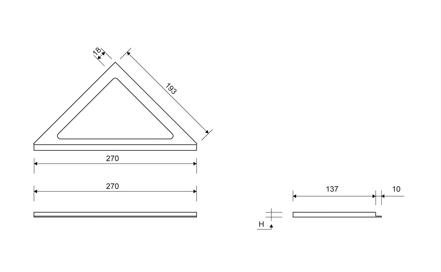Kehys Unidrain ClassicLine kulma 200/10mm