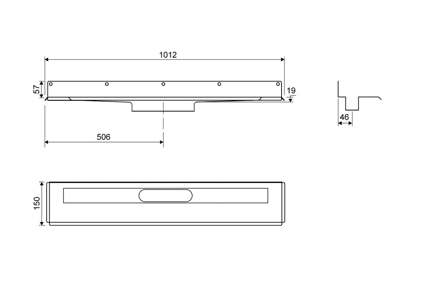 Lattiakaivokaluste Unidrain 1004 yksi seinälaippa