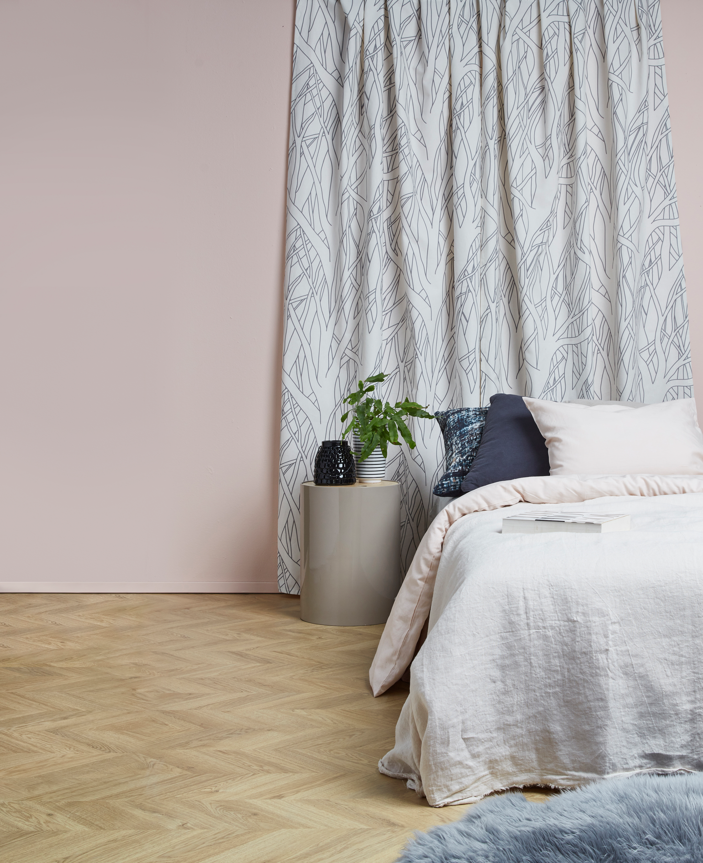 Valmisverho Cello Puu 140x240cm valkoinen