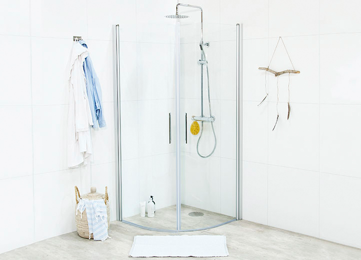 DUSCHHÖRN NORO FIX TREND R89/98, KLARGLAS SILVER MATT