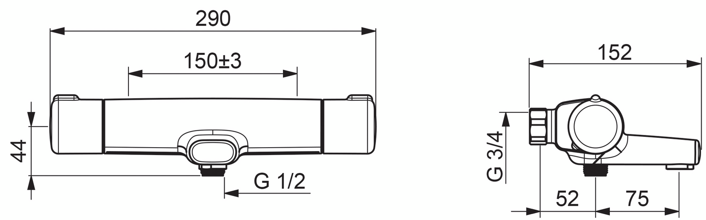 Amme- ja suihkuhana Oras Nova 7462G 1/2 termostaattinen