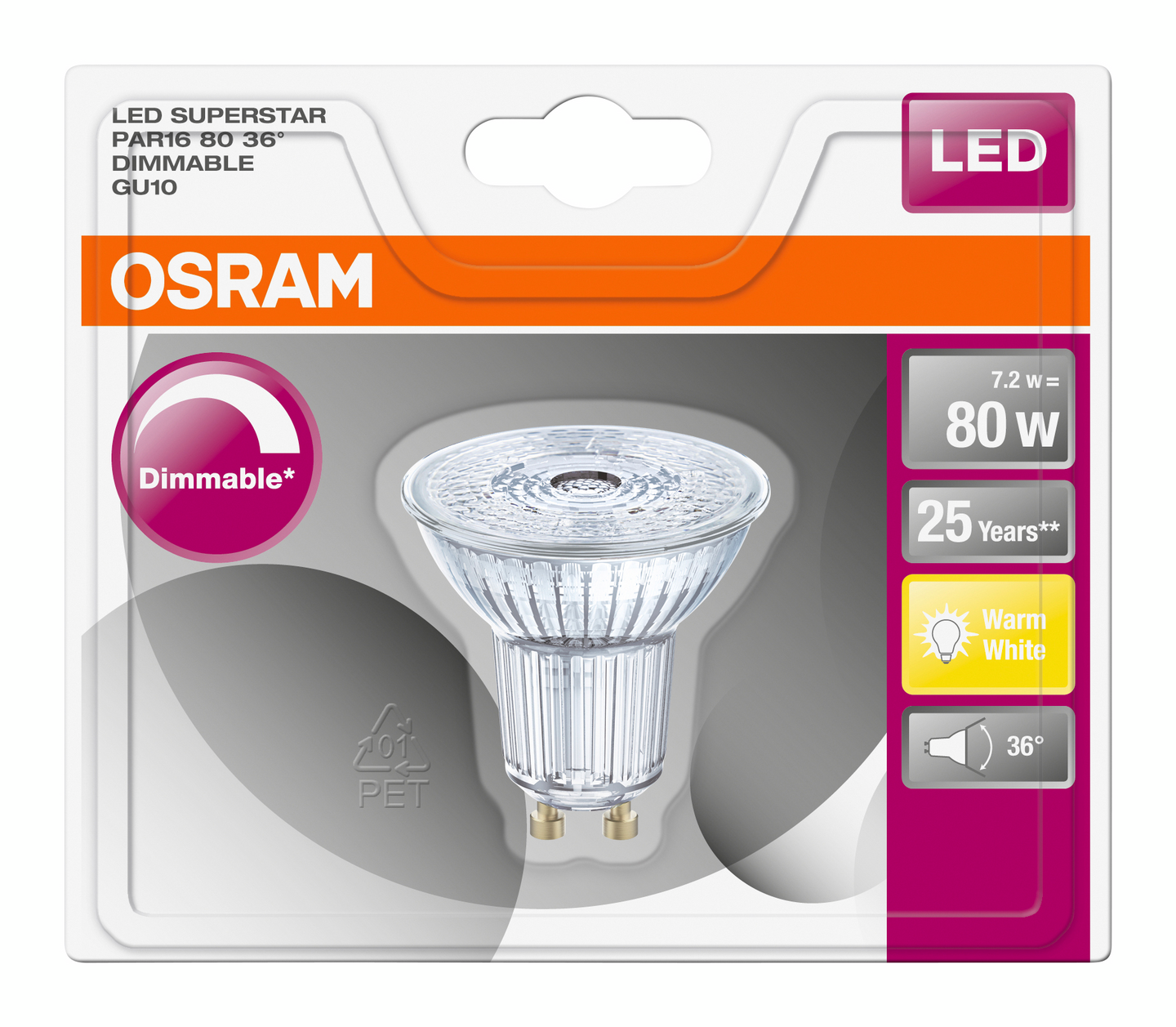 Led-kohdelamppu Osram Superstar 575lm 827 GU10