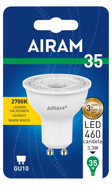 Led-kohdelamppu Airam PAR16 230lm 460CD 3,3W GU10 kirkas