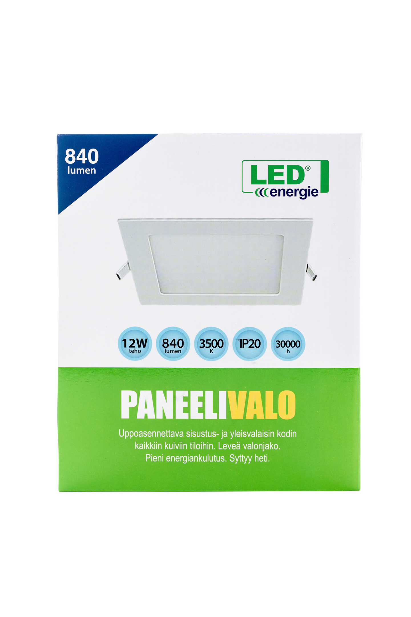 Uppovalaisin Led Energie 6W 840lm 3500K IP20/IP44 172x172mm valkoinen