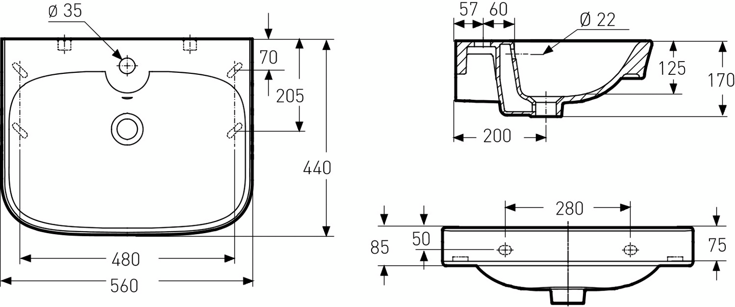Pesuallas IDO Glow 560mm kulmikas 1116501101
