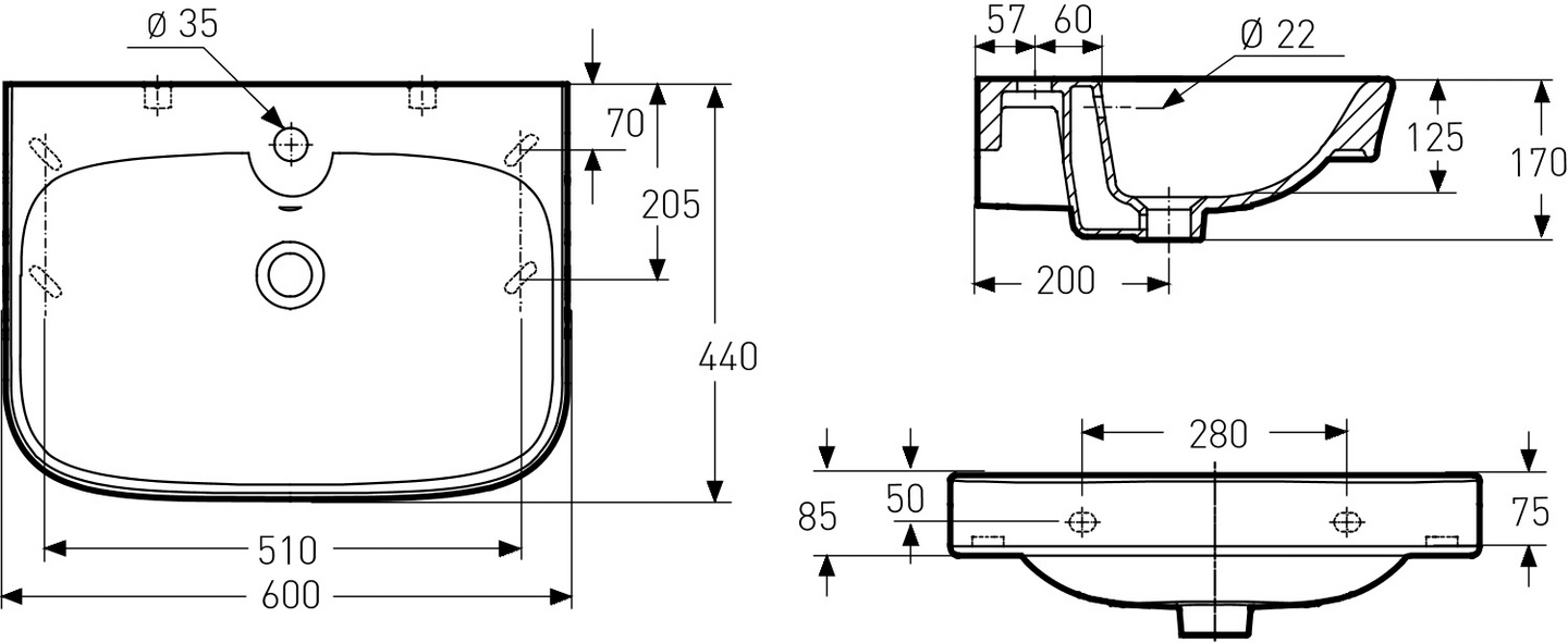 Pesuallas IDO Glow 600mm kulmikas 1116701101