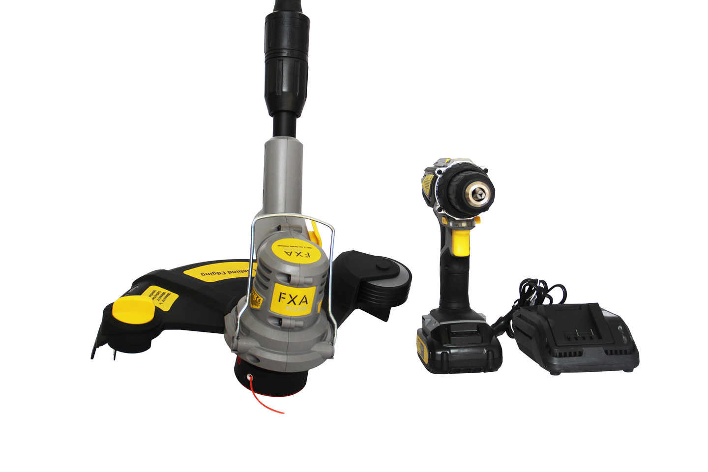 Pihakombokit FXA XCLICK 18V akkutrimmeri + akkuporakone