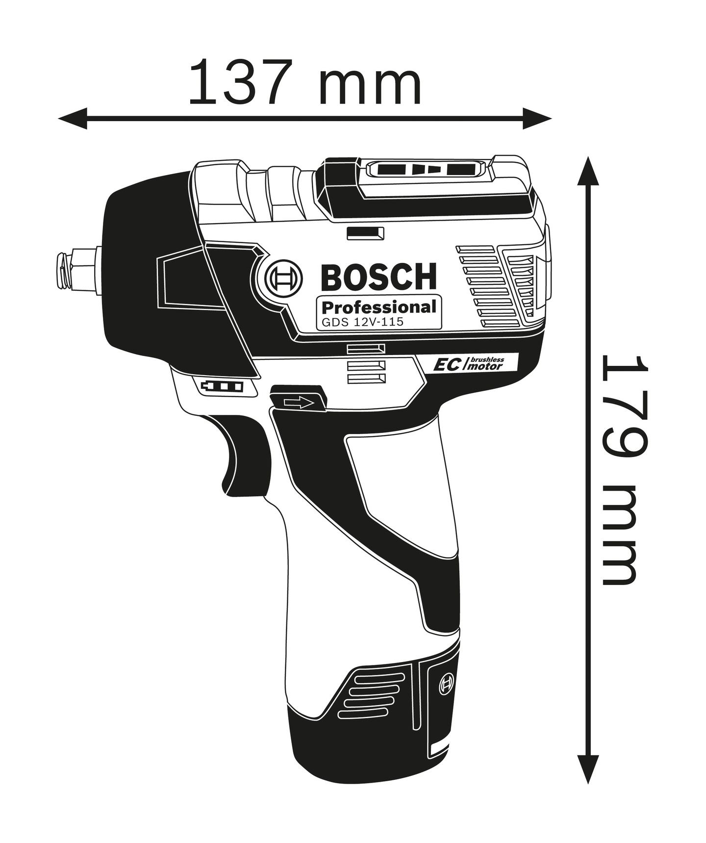Akkuiskumutterinväännin Bosch GDS 12 V-EC Solo L-Boxx