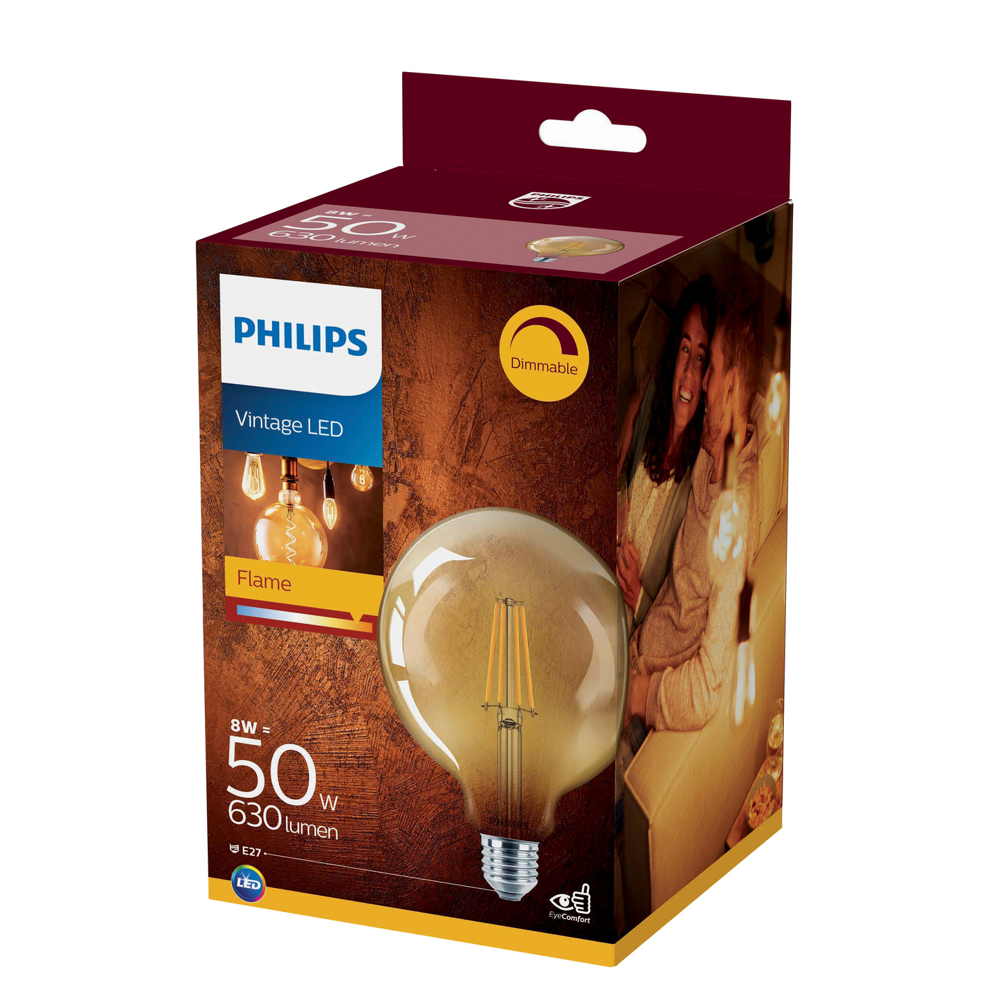 LEDLAMPA PHILIPS KLOT FIL E27 DECO DIM