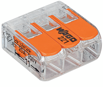 Rasialiitin WAGO 3-napainen 0,2-4mm² vipu 12kpl