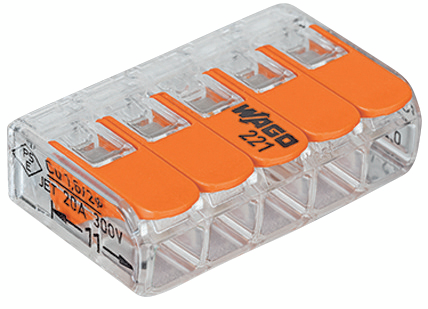 Rasialiitin WAGO 5-napainen 0,2-4mm² vipu 8kpl