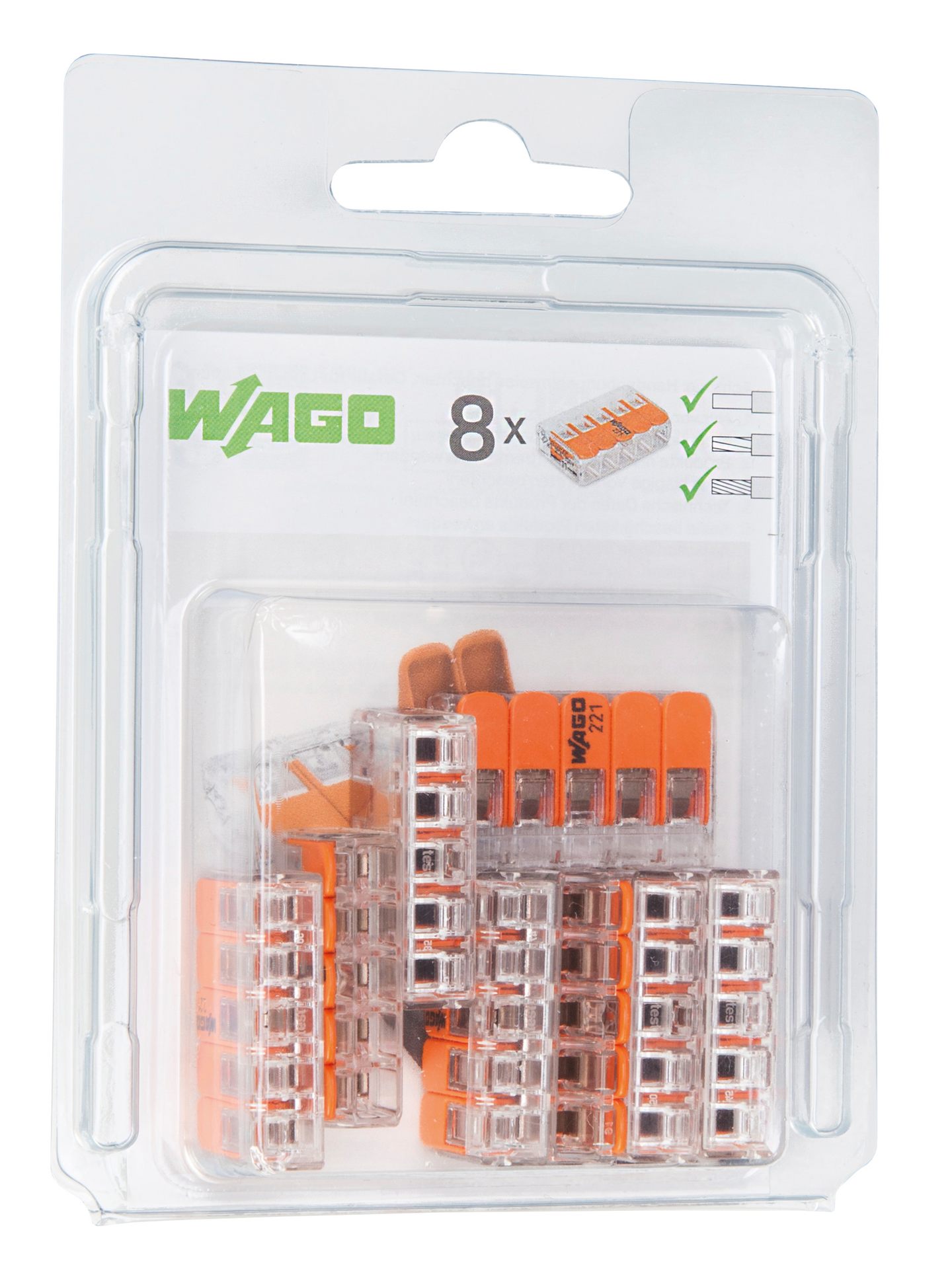 Rasialiitin WAGO 5-napainen 0,2-4mm² vipu 8kpl