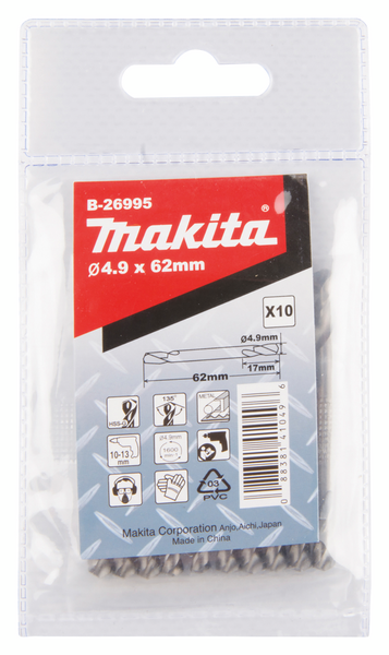 Metalliporanterä Makita 4,9x62mm HSS-G 10kpl popniitti