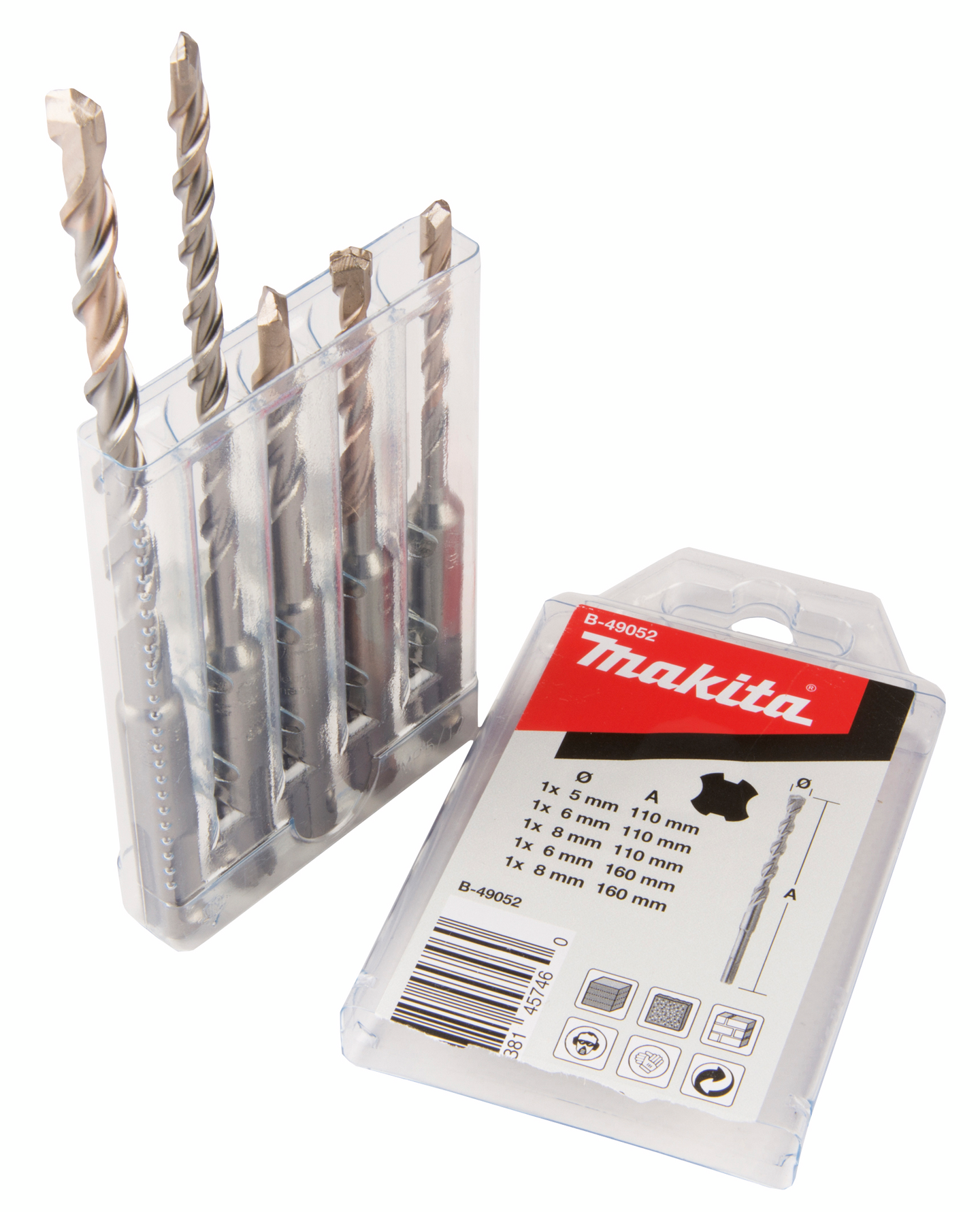 Poranteräsarja Makita SDS-Plus 5-8mm 5-osainen