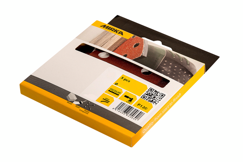 Hiomakolmio Mirka punainen 93x93x93 tarra 6R 120 5kpl