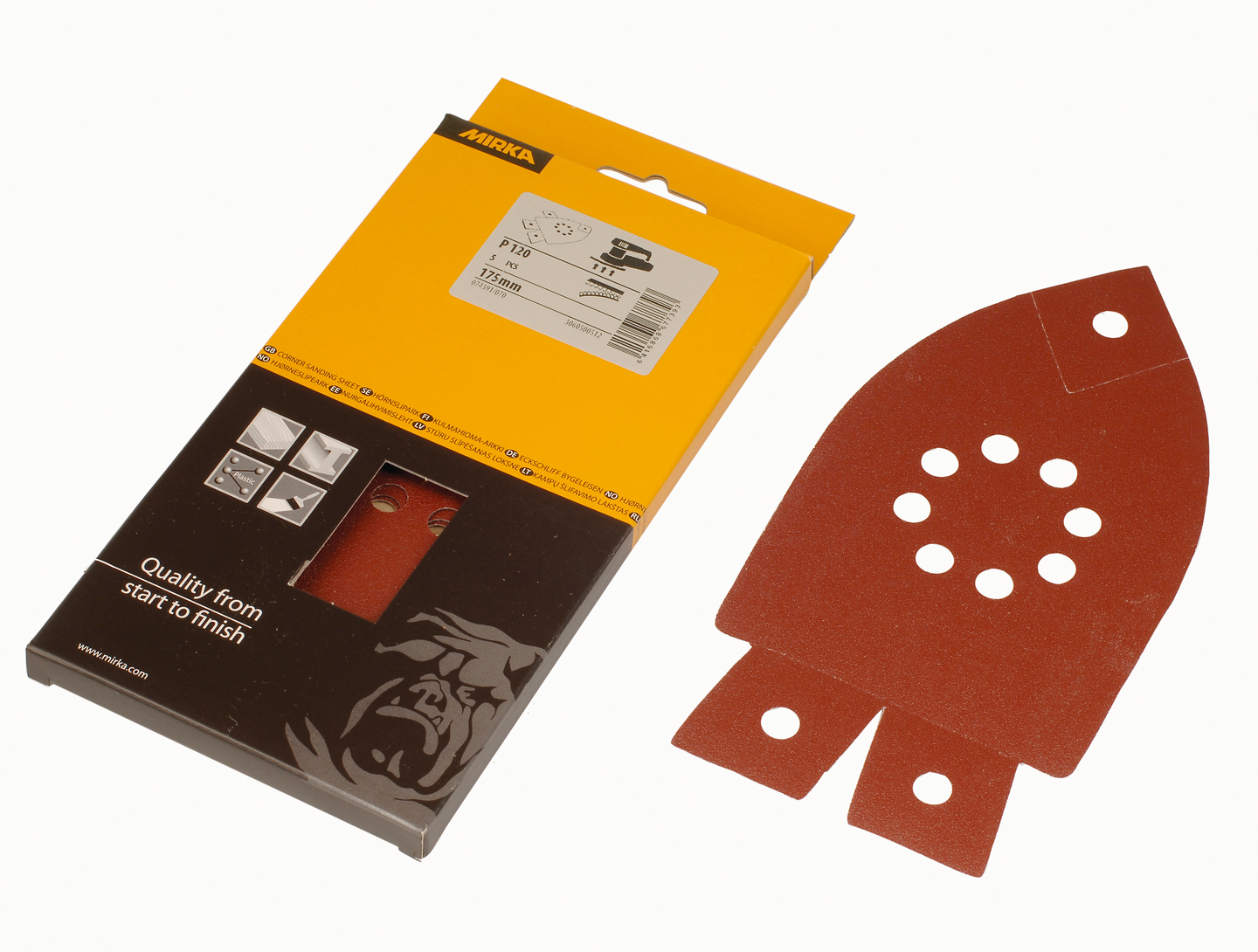 Hiomakolmio Mirka punainen 105x175x175 tarra 9R 40 5kpl