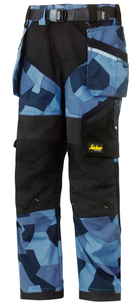 Housut Snickers Junior FlexiWork 7505 sininen Camo-musta