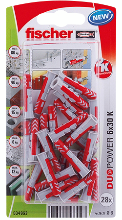 Nailontulppa Fischer Duopower 6x30mm K 28kpl