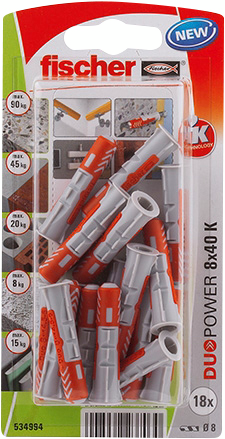 Nailontulppa Fischer Duopower 8x40 K 18kpl