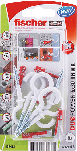 Nailontulppa Fischer Duopower 6x30mm RHNK avokoukku 6kpl