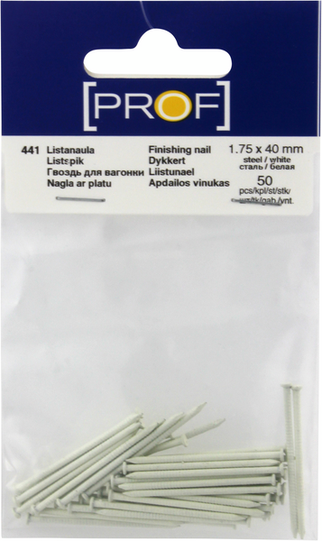 Listanaula PROF 1,75x40 valkoinen 50kpl