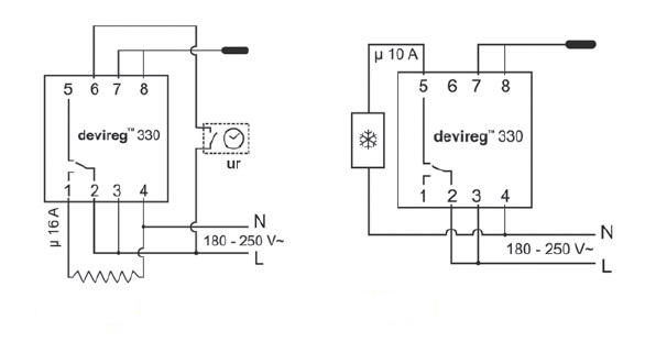 Termostaatti Devireg 330 -10-+10 16A Dinsul