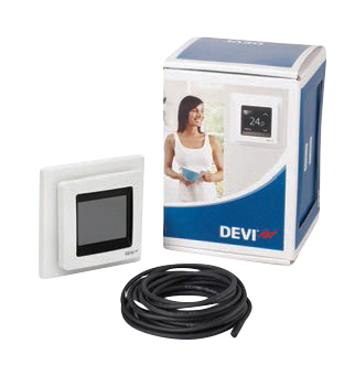 Yhdistelmätermostaatti Devireg kirkkaanvalkoinen kosketusnäyttö
