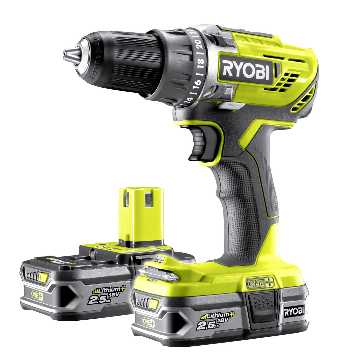 Akkuporakone Ryobi R18DD3-225S 18V ONE+ 2x2,5Ah