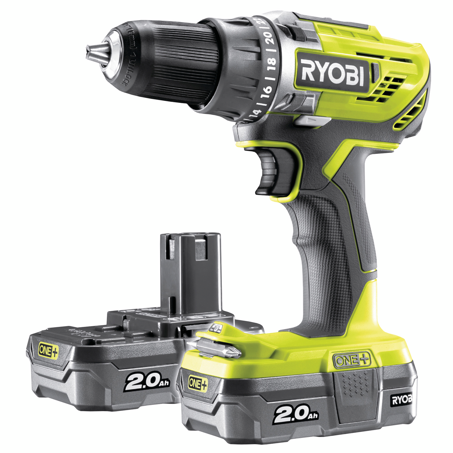 Akkuporakone Ryobi R18DD3-220S 18V ONE+ 2x2,0Ah