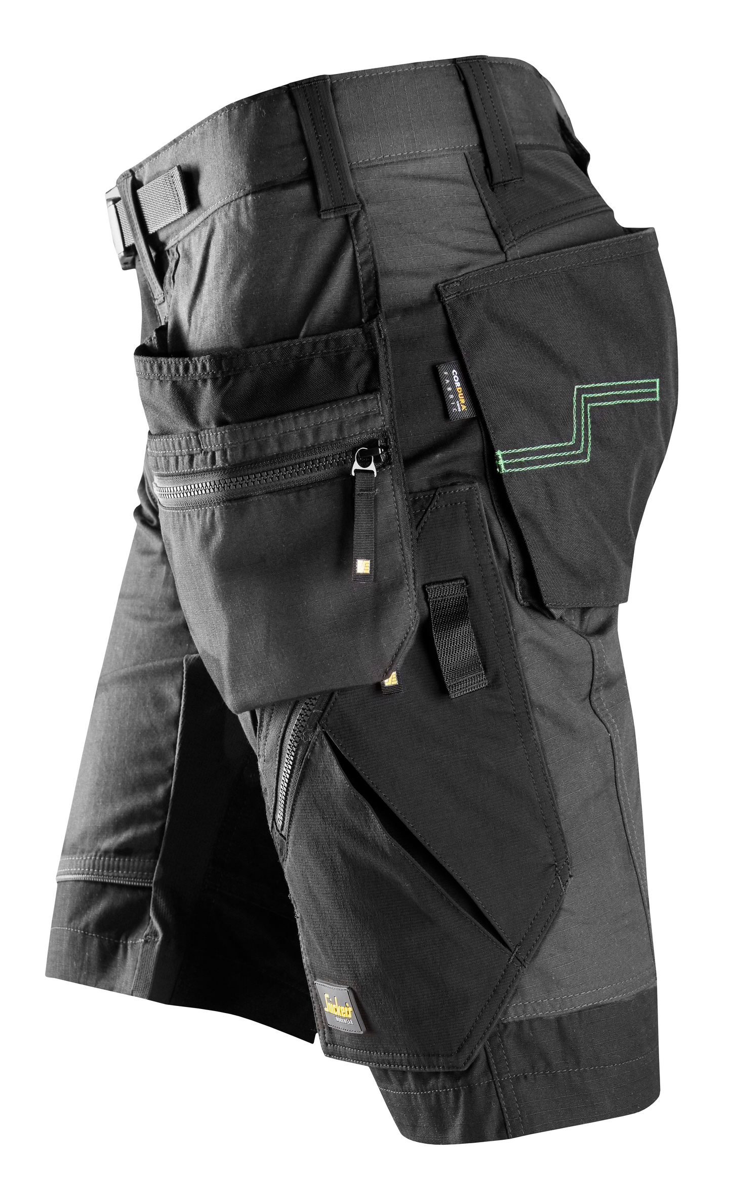 Shortsit Snickers FlexiWork+ riipputaskuilla 6904 teräksenharmaa-musta