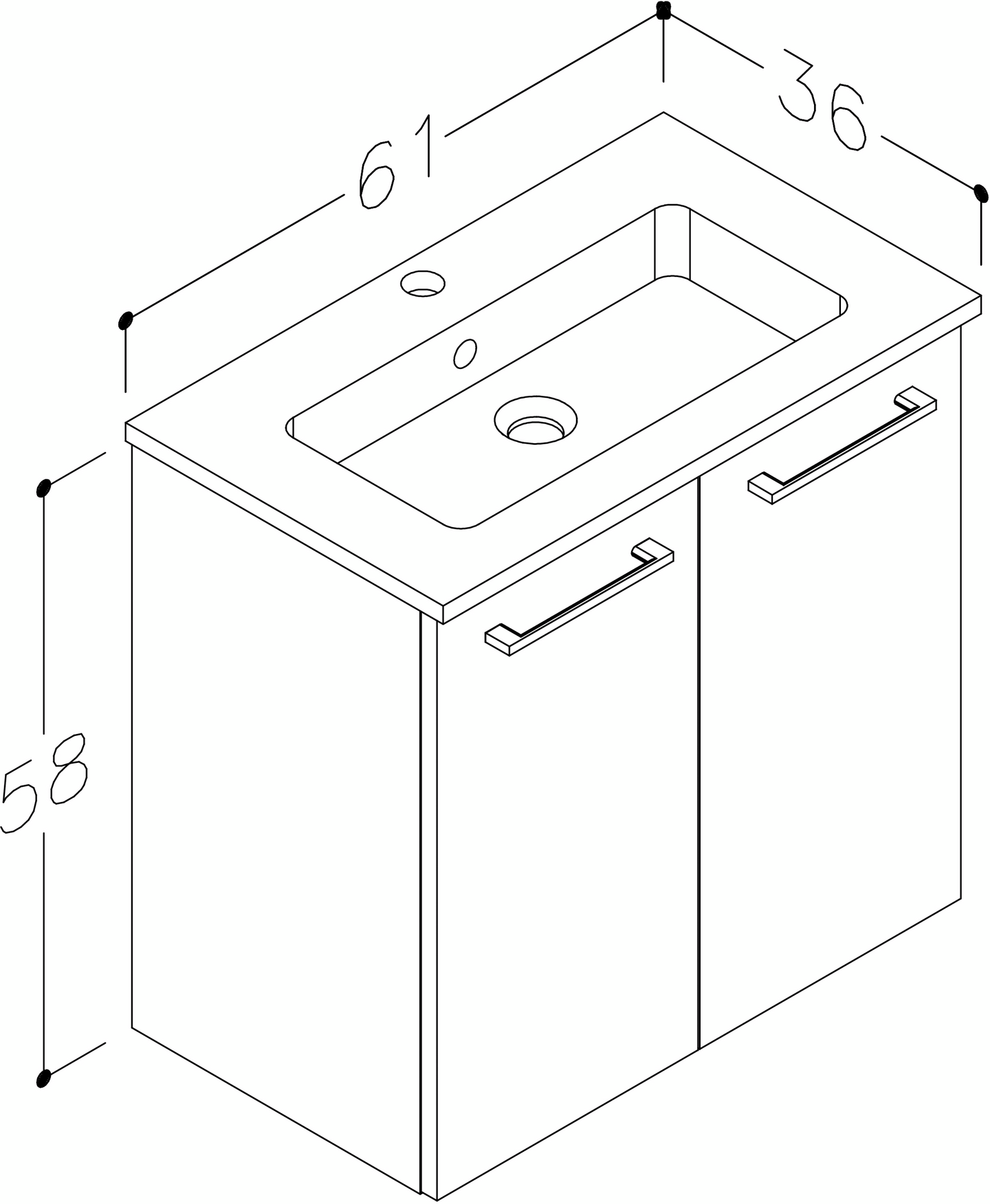 Allaskaappi Goodiy Star posliinialtaalla kiiltävän valkoinen