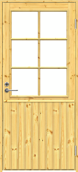 Mökkiovi Swedoor Mökki2 puuvalmis mäntypaneeli kirkas lasi karmi