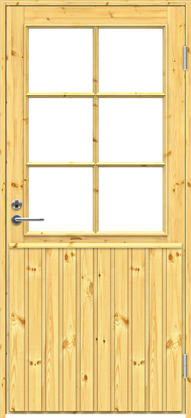 Mökkiovi Swedoor Mökki2 puuvalmis mäntypaneeli kirkas lasi karmi