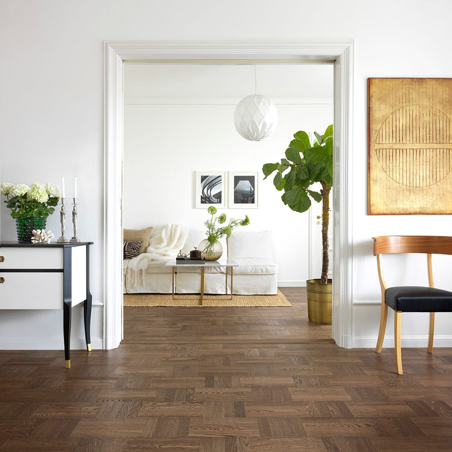 Parketti Tarkett Noble tammi Wasa ruutulauta harjattu