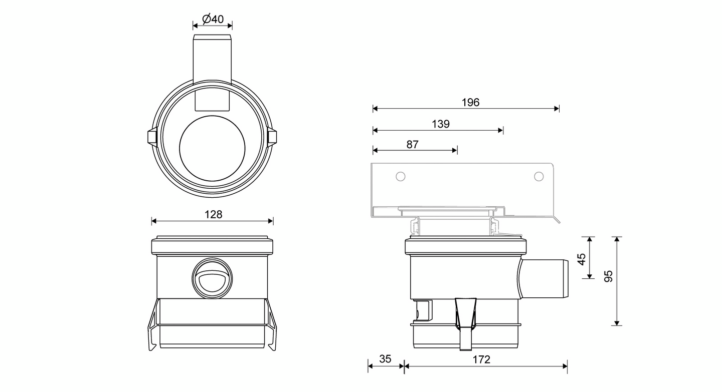 Korotuskappale Unidrain 2830 kulma