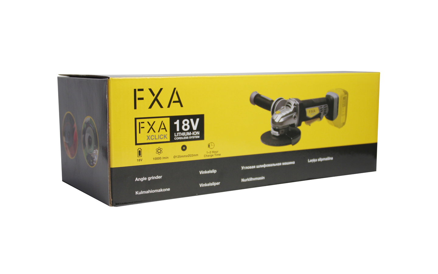 Akkukulmahiomakone FXA XCLICK 125mm runkoversio ilman akkua