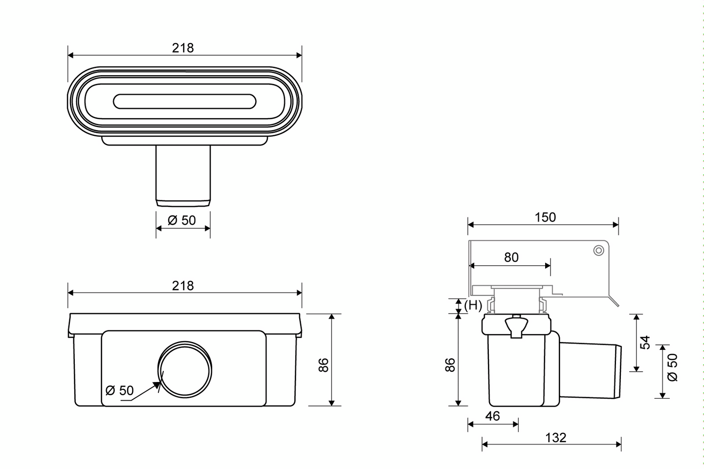 Vaakakaivo Unidrain linja 1411 50mm