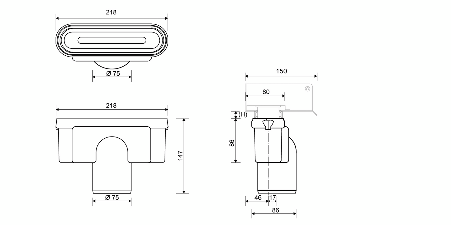 Pystykaivo Unidrain linja 1412 75mm