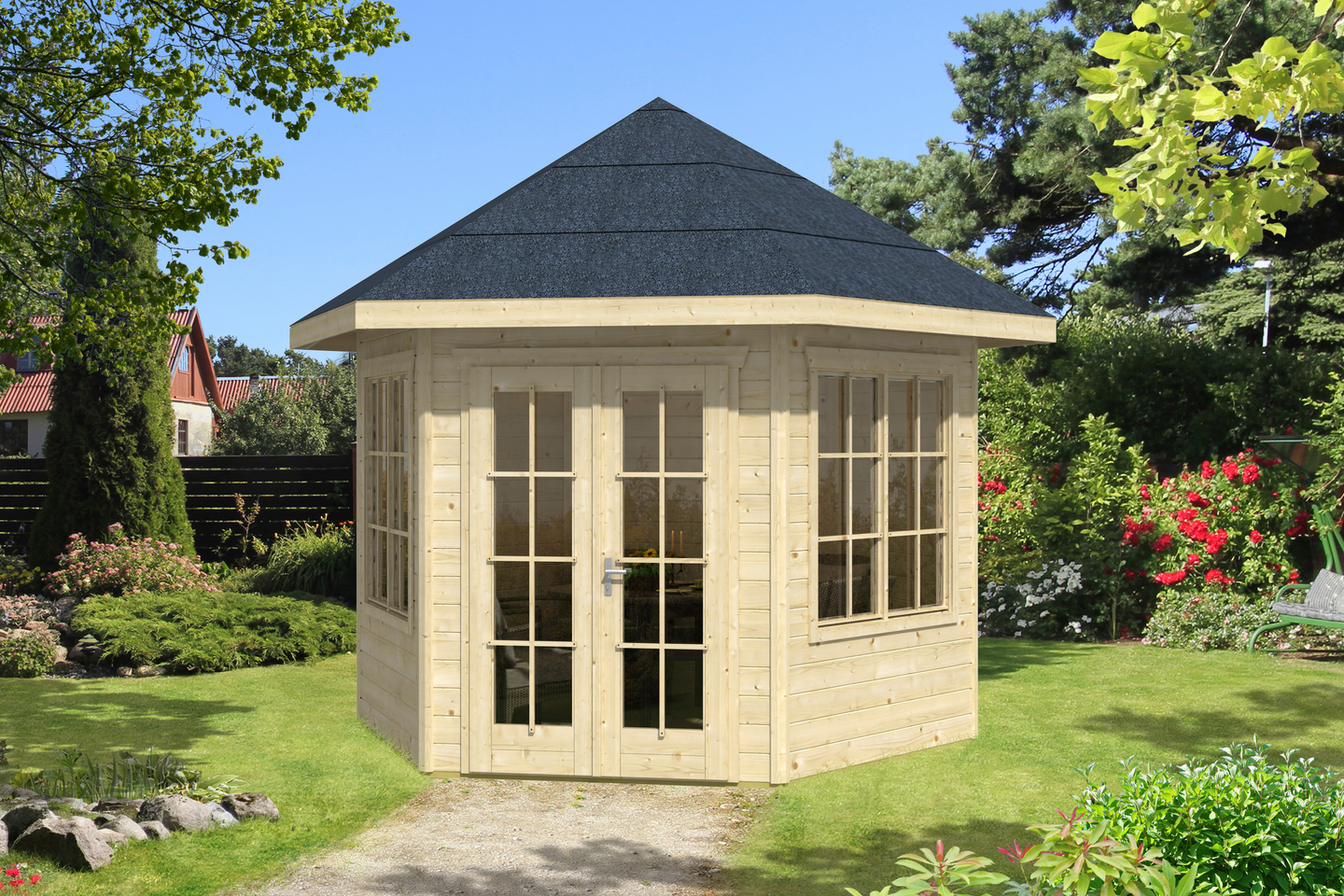 Huvimaja Almelo maalattu harmaa 7,8m²