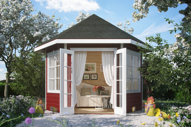 Huvimaja Almelo maalattu harmaa 7,8m²