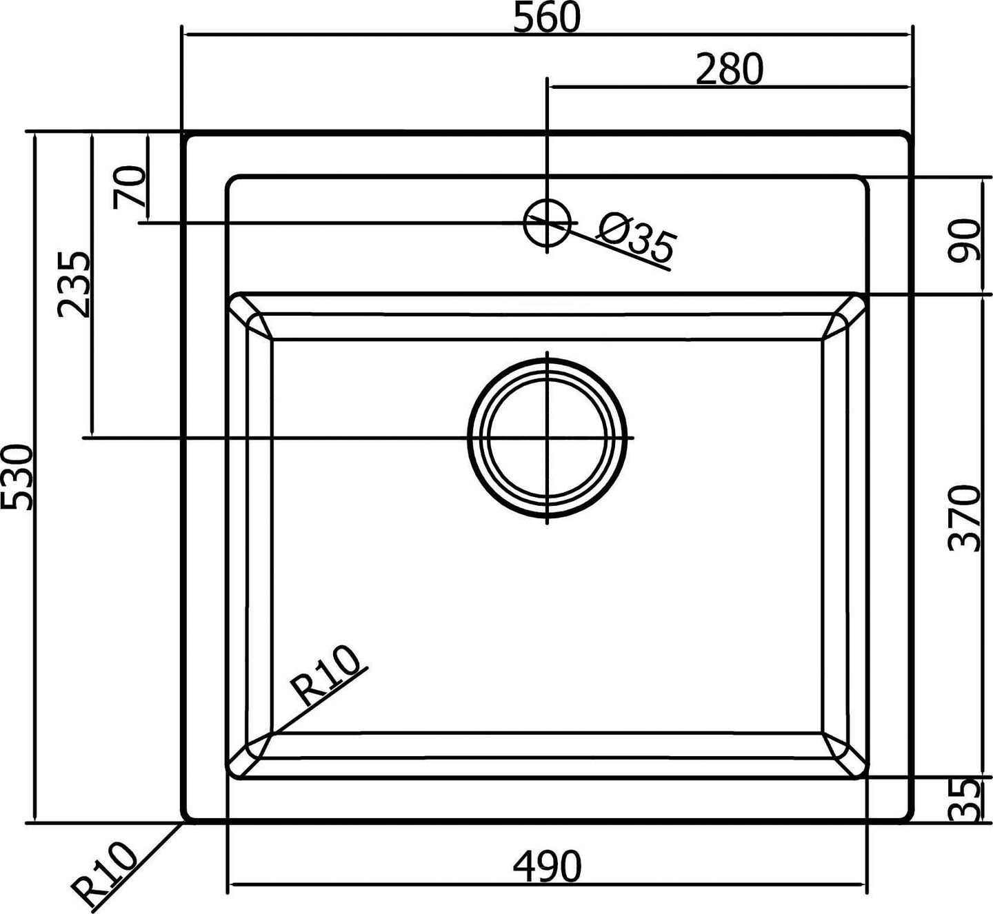 Keittiöallas Cello CF-560 musta komposiitti