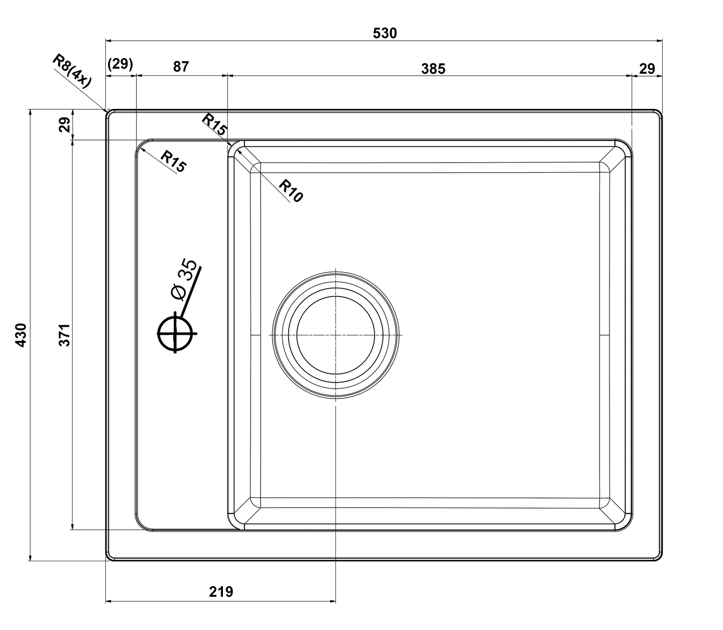 Keittiöallas Cello CF-430 musta komposiitti