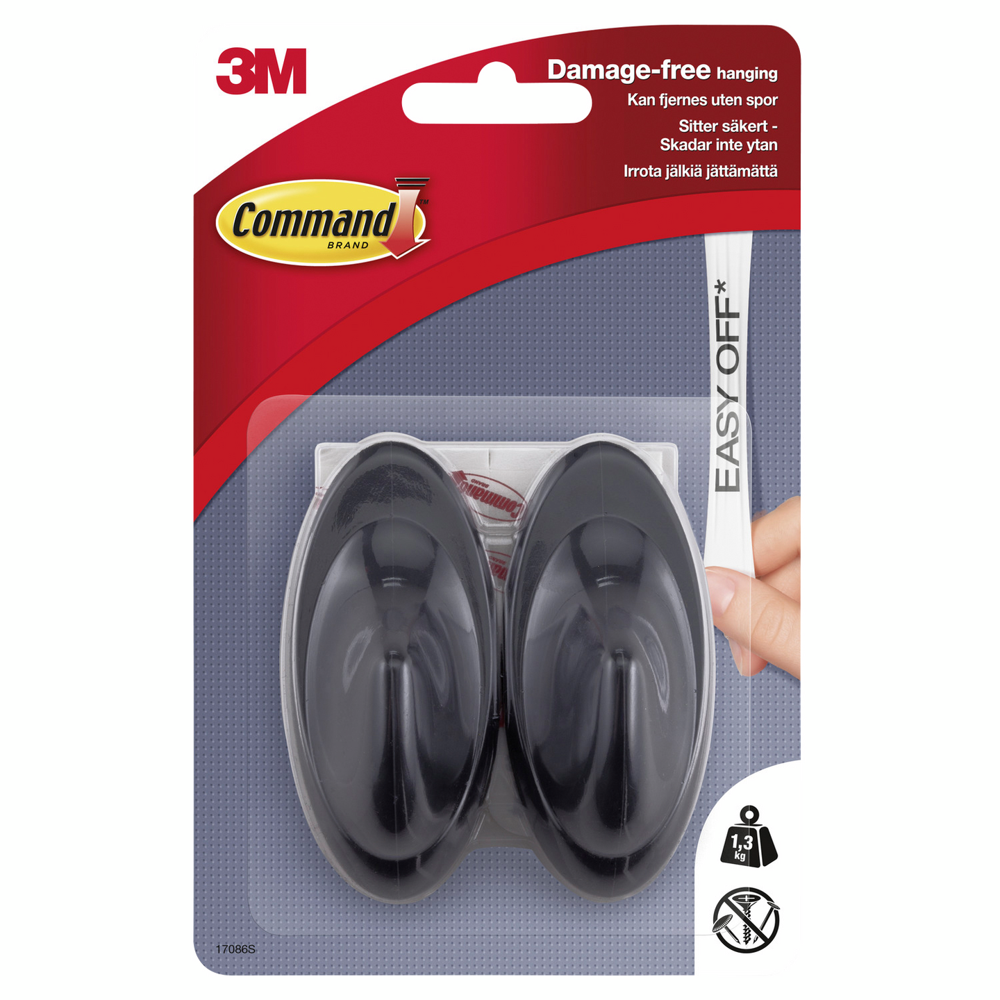 Koukku Command 17086S terassi Medium harmaa 2kpl