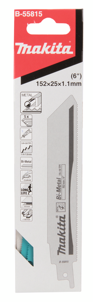Puukkosahanterä Makita 152x1,1mm BiM kaareva metalli 5kpl