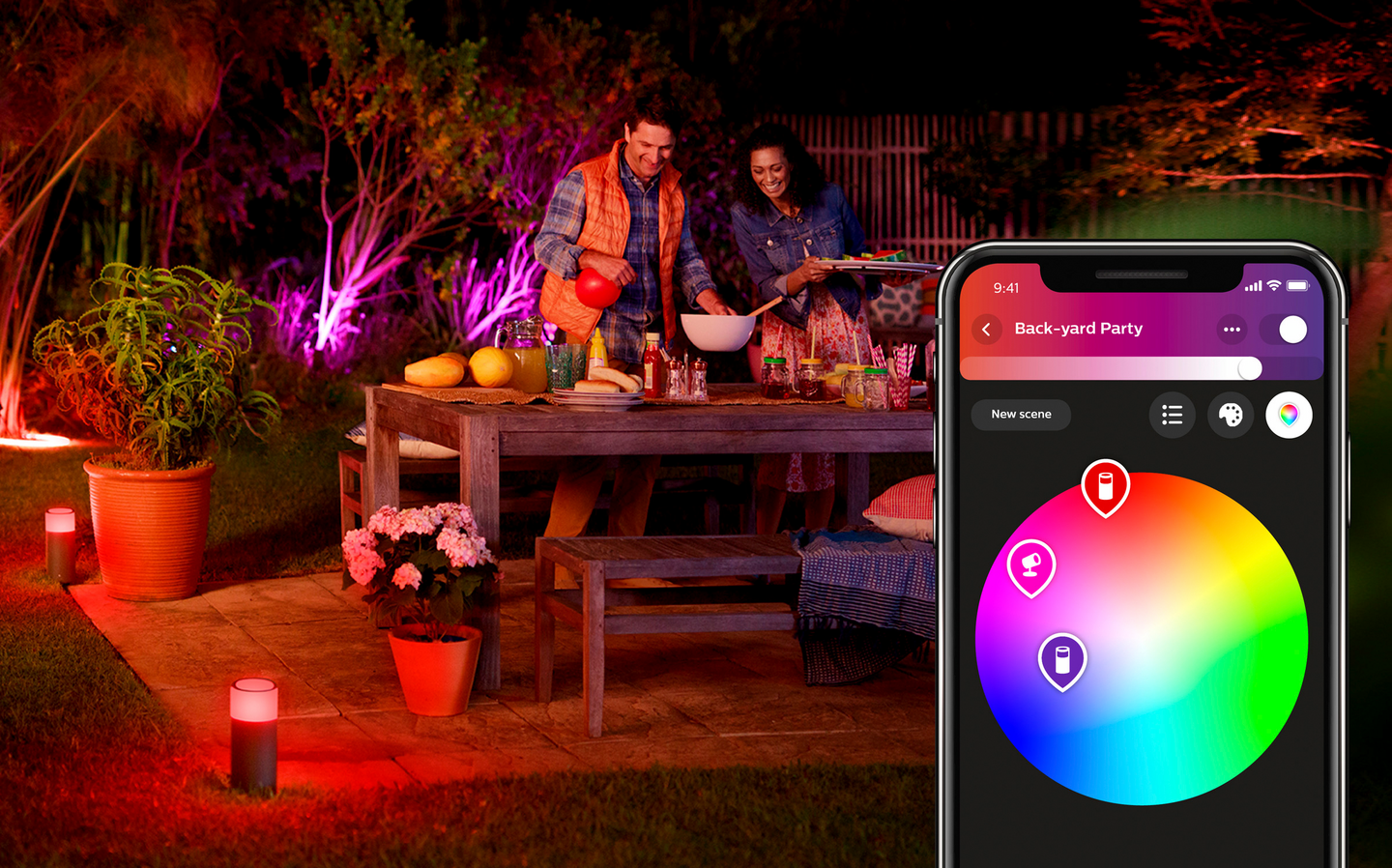 Ulkopylväsvalaisin Philips Hue calla musta peruspakkaus valo + tarvikkeet
