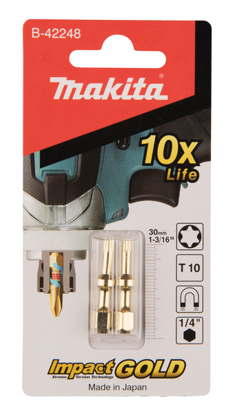 Ruuvauskärki Makita 30mm T10 2kpl Impact Gold Shorton