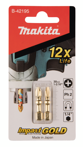 Ruuvauskärki Makita 30mm PH2 2kpl Impact Gold Shorton