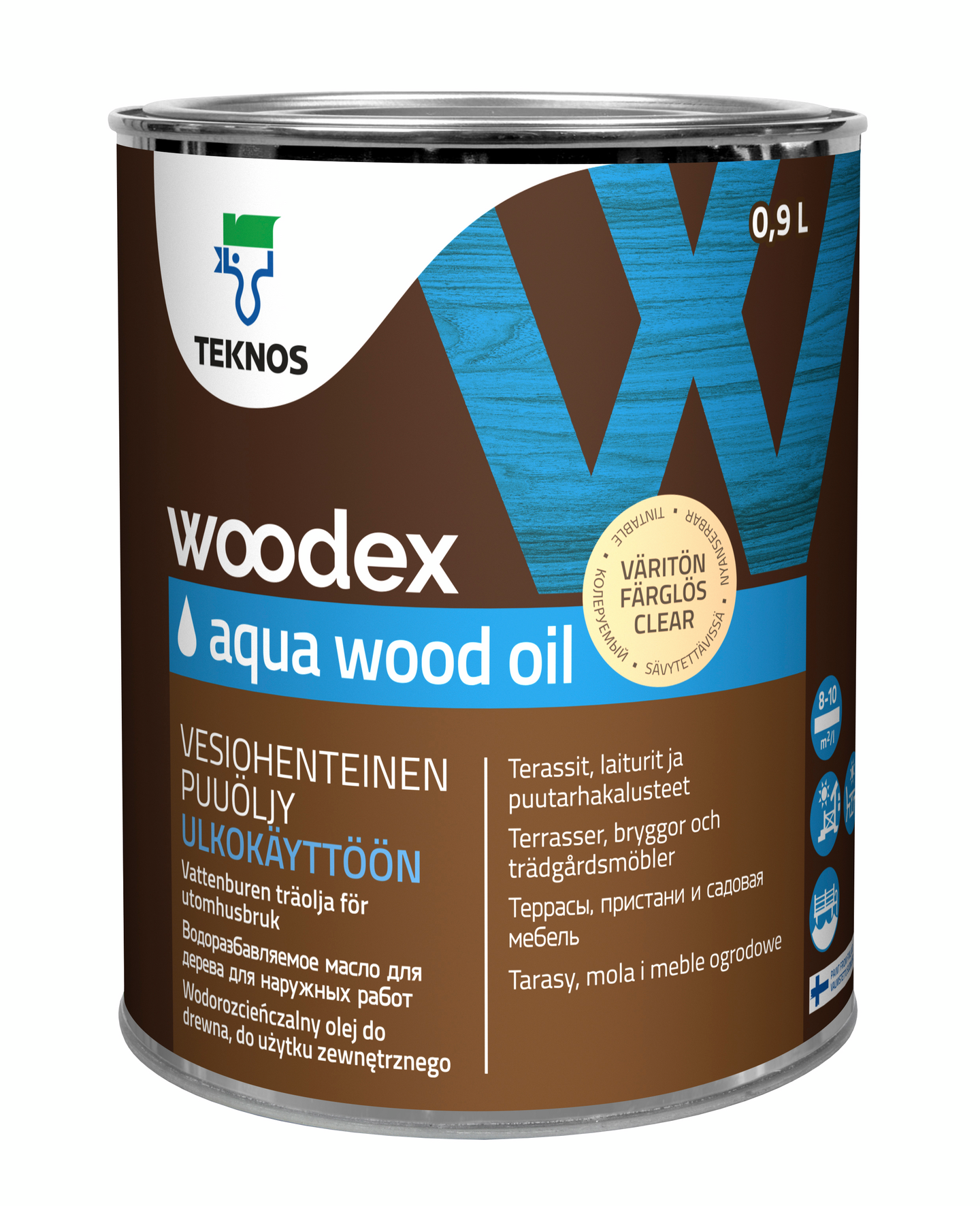 Woodex Aqua Wood Oil väritön puuöljy 0,9l